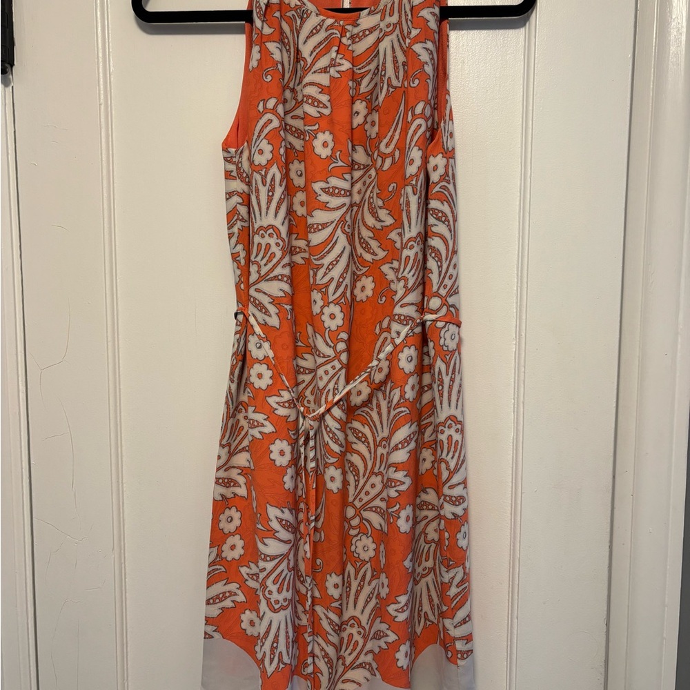 LOFT Floral Orange Sleeveless Dress